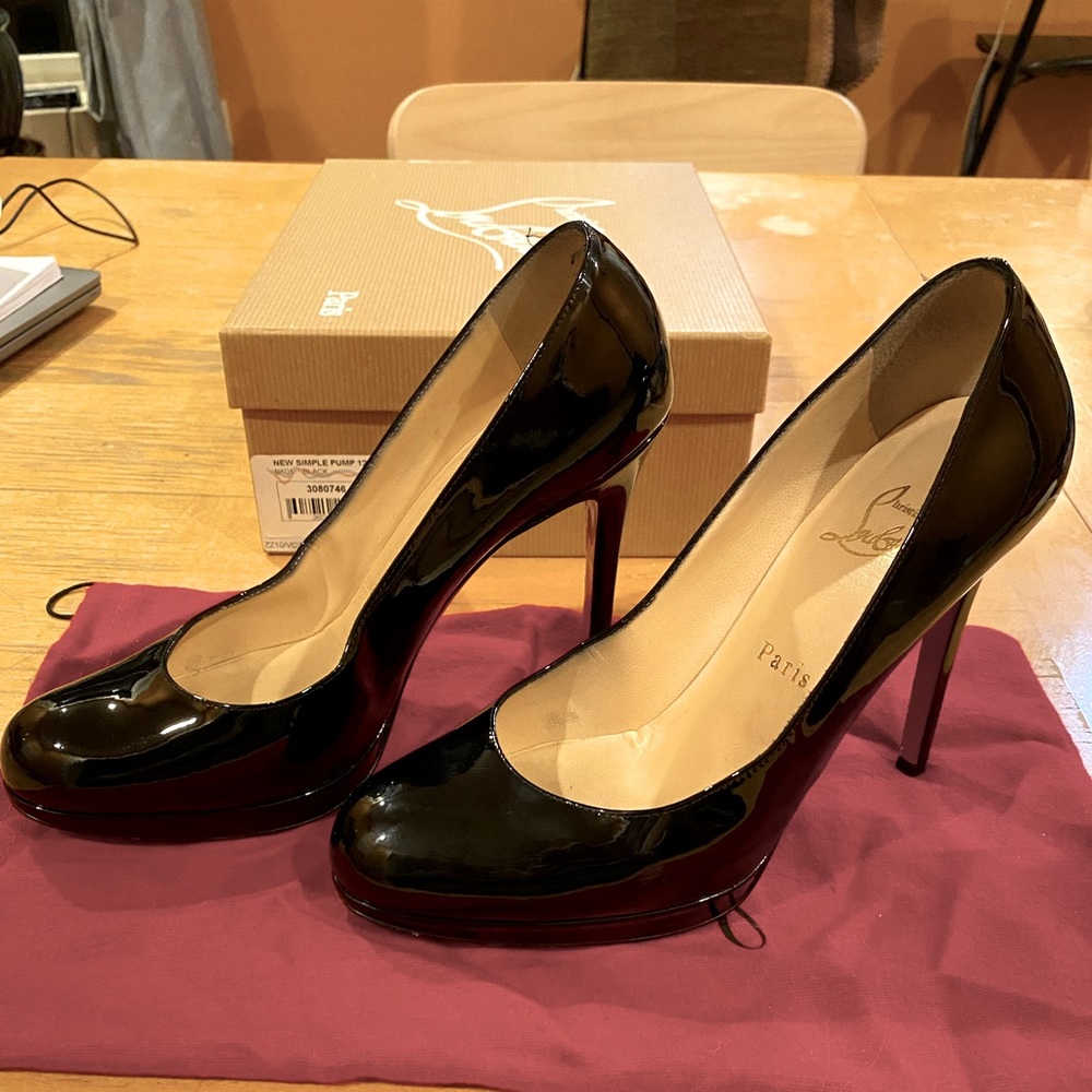 Louboutin Simple Pump 120 Patent Calf Black- 8.5